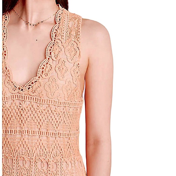 $298 Anthropologie Corina Laced Maxi Gown Medium Peach Lace Overlay Formal Dress - Picture 3 of 16